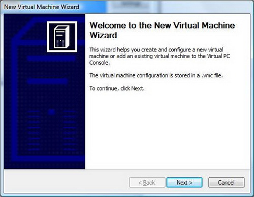 Virtual PC 2007 – Новая виртуальная машина
