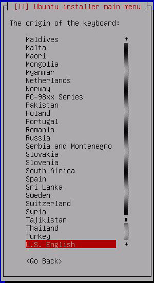 Установка Ubuntu – Тип клавиатуры
