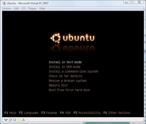 Virtual PC 2007 - Установка Ubuntu